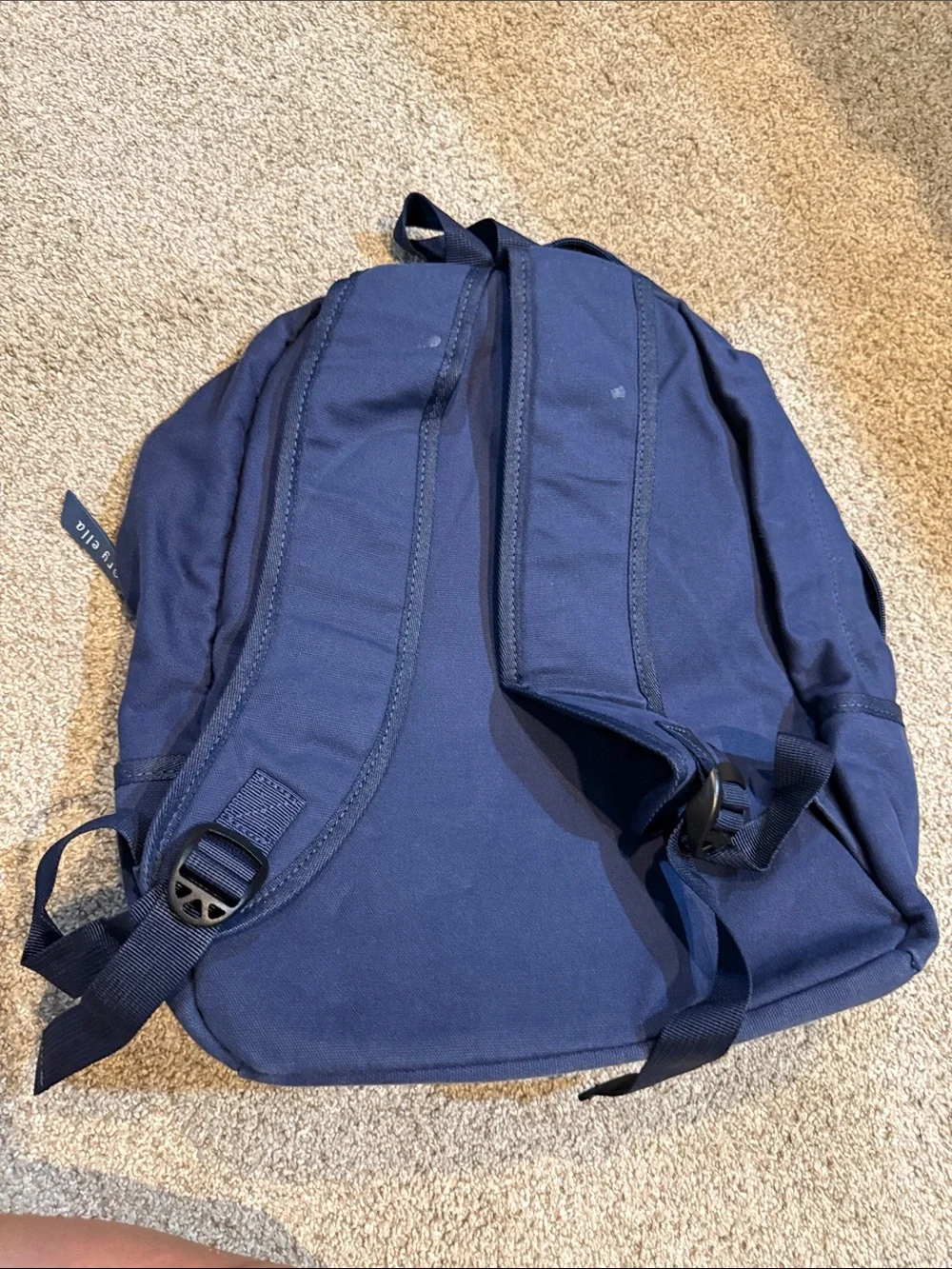 ivory ella Navy Canvas Backpack with Elephant Patch